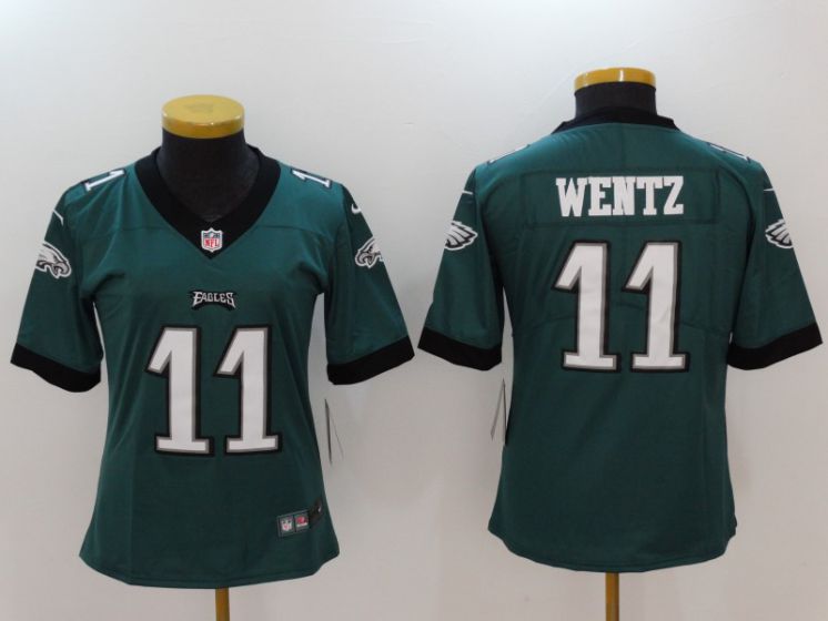 Women Philadelphia Eagles #11 Wentz Green Nike Vapor Untouchable Limited NFL Jerseys->women nfl jersey->Women Jersey